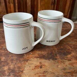 Hearth & Hand Christmas Merry & Joy Holiday Stripes Stoneware Mugs, Set of 2